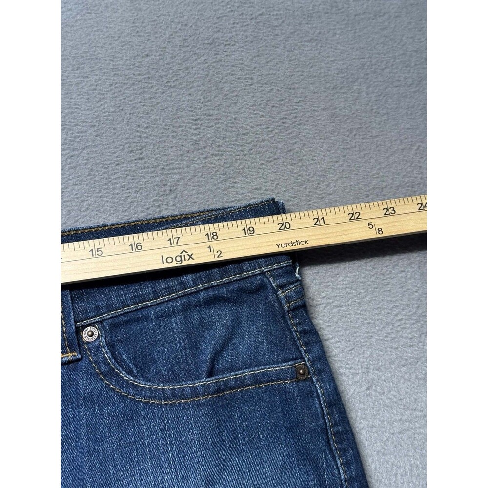 Old Navy Womens 16 Ultra Low Waist Denim Mini Skirt Blue Stretch Y2K EUC - Picture 7 of 8